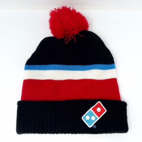 Domino's Pizza Employee Driver Work Uniform Embroidered Winter Knit Beanie Hat - Picture 1 of 7
